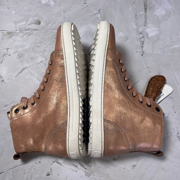 NEW Birkenstock Bartlett Metallic Rose High Top Sneakers SIZE 38 US 7 Narrow NIB - Picture 6 of 11